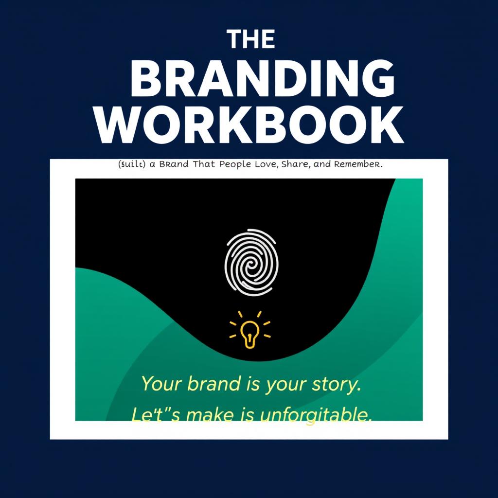 A bold and modern cover page for a Branding Workbook featuring the title "THE BRANDING WORKBOOK" in a large, bold uppercase font, centered at the top of the page