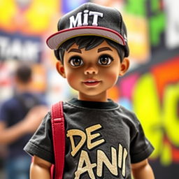 A stylish urban boy doll, dressed in trendy streetwear