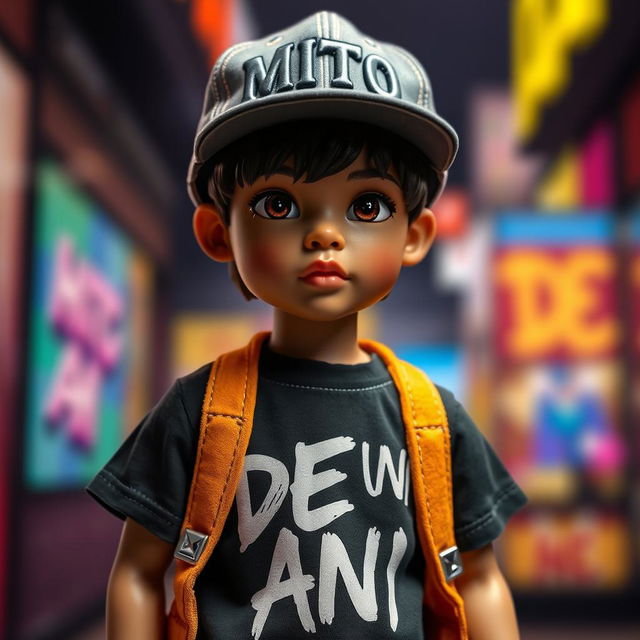 A stylish urban boy doll, dressed in trendy streetwear