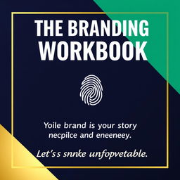 A bold and modern cover page for a Branding Workbook featuring the title "THE BRANDING WORKBOOK" displayed in a large, bold uppercase font, centered prominently at the top of the page