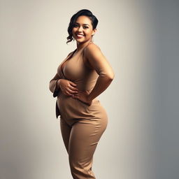 An artistic portrayal of a confident female figure embracing body positivity, drawing attention to her curves in a tasteful manner