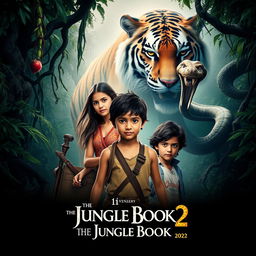 A dramatic and adventurous live-action movie poster for 'The Jungle Book 2' (2024)