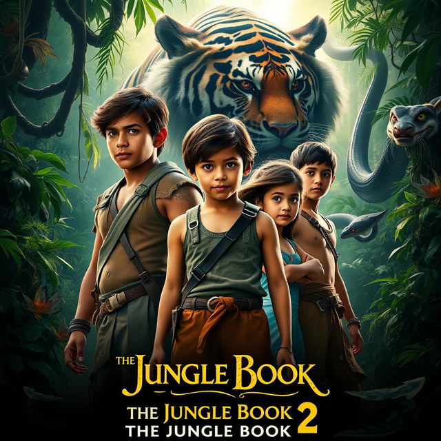 A dramatic and adventurous live-action movie poster for 'The Jungle Book 2' (2024)