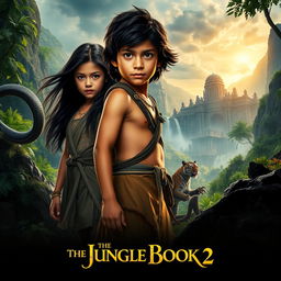 A captivating live-action movie poster for 'The Jungle Book 2' (2024)