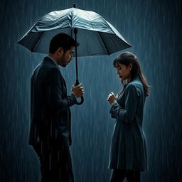 A dramatic scene depicting a heart-wrenching moment between a man and a woman who were in love