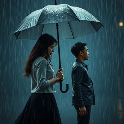 A dramatic scene depicting a heart-wrenching moment between a man and a woman who were in love