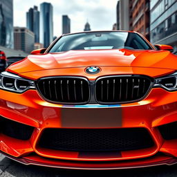 A front view of a BMW M car, showcasing its sleek and sporty lines, powerful stance, and distinctive kidney grille