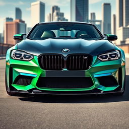 A front view of a BMW M car, showcasing its sleek and sporty lines, powerful stance, and distinctive kidney grille