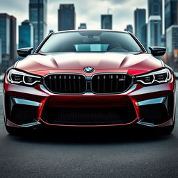 A front view of a BMW M car, showcasing its sleek and sporty lines, powerful stance, and distinctive kidney grille