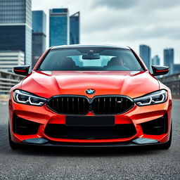 A front view of a BMW M car, showcasing its sleek and sporty lines, powerful stance, and distinctive kidney grille