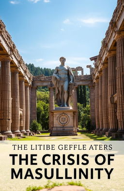 An alluring and beautifully composed book cover image depicting the ruins of an ancient building, featuring a prominent, majestic statue that represents masculinity