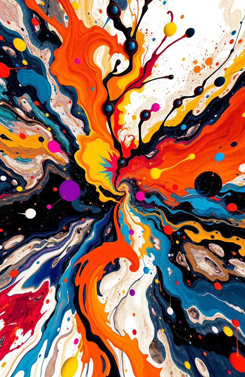 A vibrant and dynamic abstract composition that embodies the concept of 'a perfect chaos'