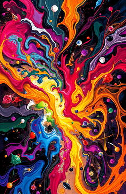 A vibrant and dynamic abstract composition that embodies the concept of 'a perfect chaos'