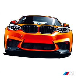An illustration of a BMW M car from a front view, emphasizing its sporty design and aggressive stance