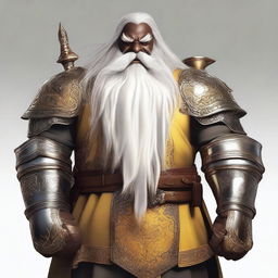 A digital art image, rendered in high-quality, features a 4ft tall Hill dwarf with dark skin