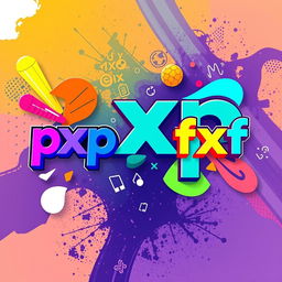 A vibrant and artistic representation of the text 'pxp y fxf' creatively integrated into a visually appealing background