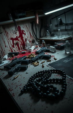 A dramatic scene depicting a chaotic lab environment