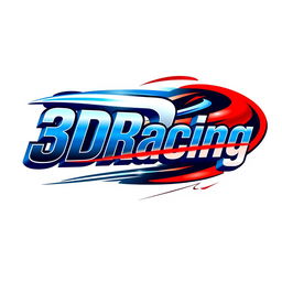 Create a visually striking graphic design featuring the word '3DRacing'