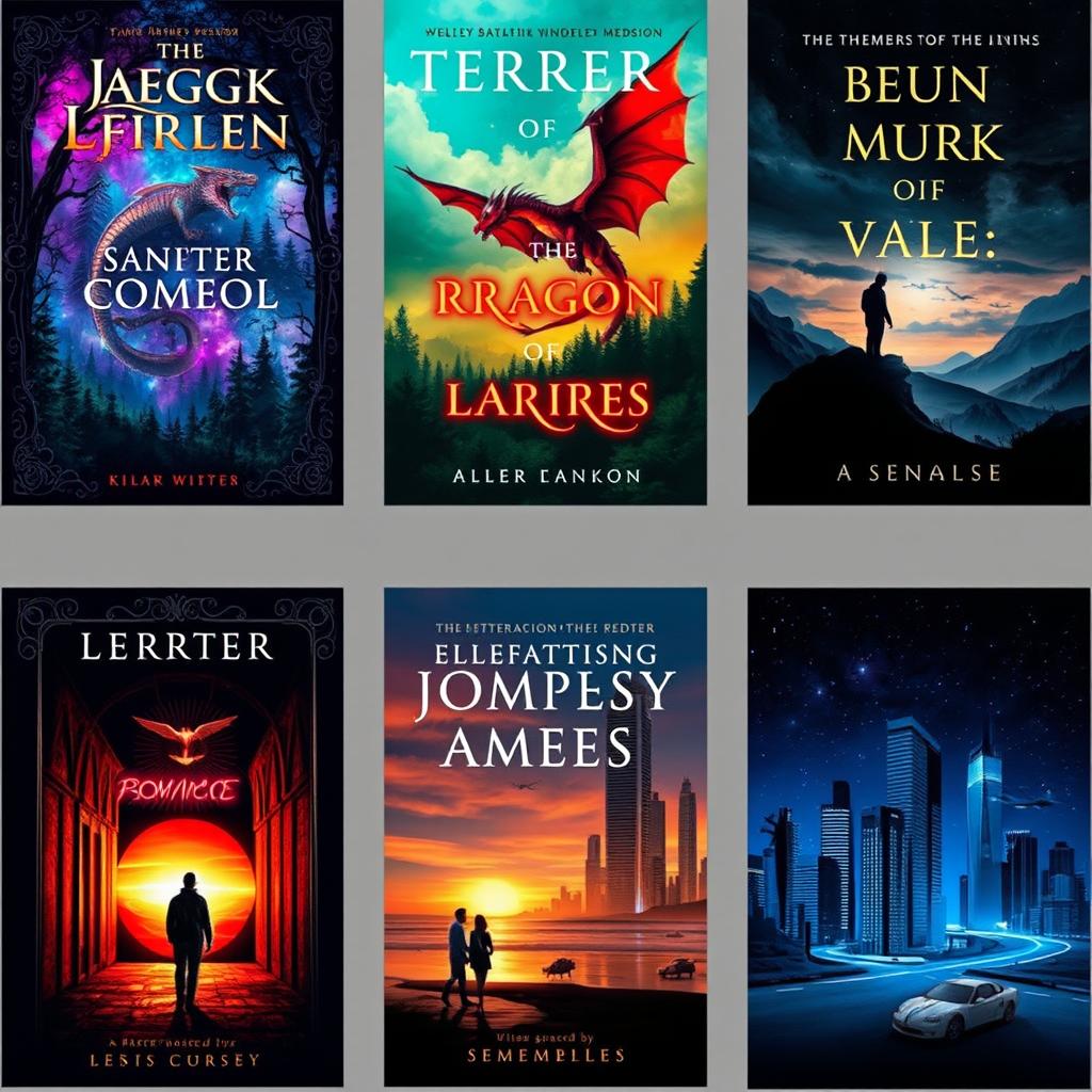 A collection of visually striking and creative e-book covers that convey the essence of different genres