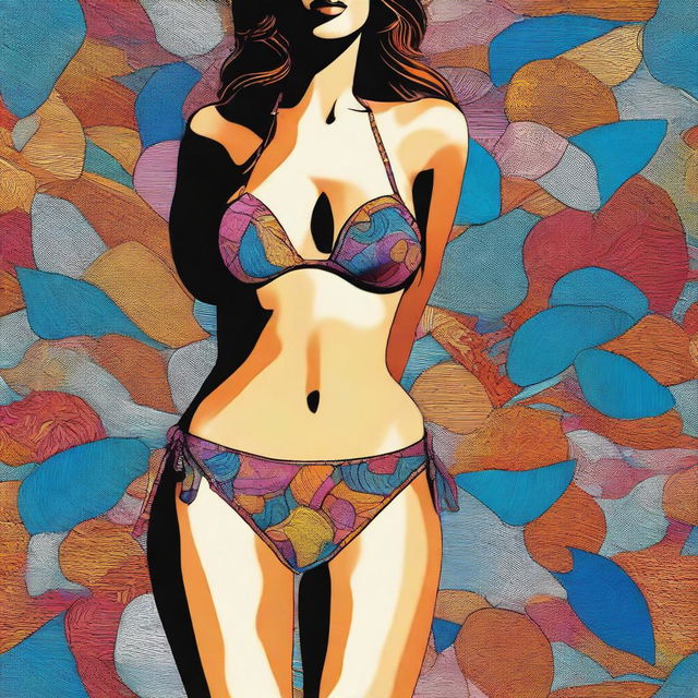 A high-quality digital art image depicts a tasteful and stylish bikini