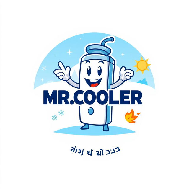 An enhanced logo design featuring a charismatic character styled as both a water cooler and a water heater, prominently displayed within the composition