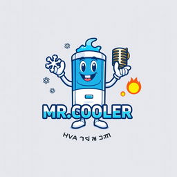 An enhanced logo design featuring a charismatic character styled as both a water cooler and a water heater, prominently displayed within the composition