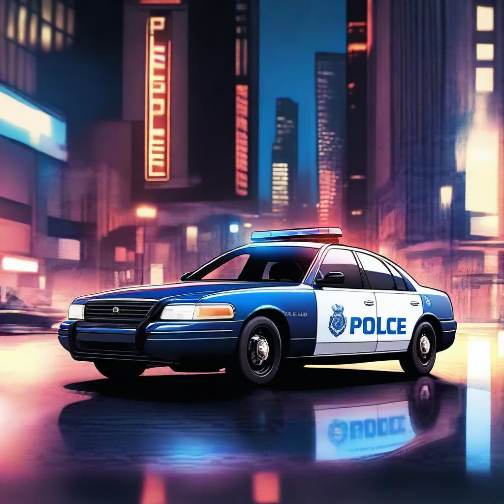 A high-quality digital art image showcasing a polished, modern police car