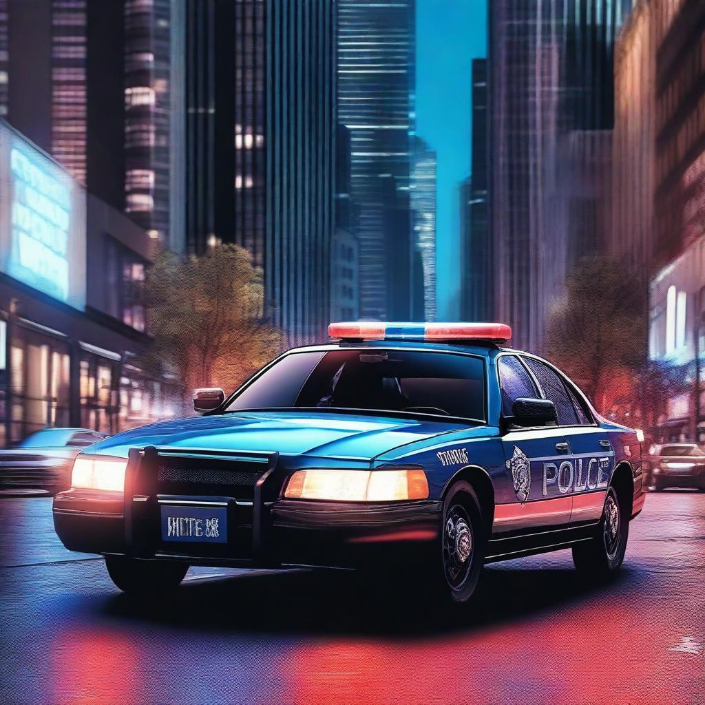 A high-quality digital art image showcasing a polished, modern police car