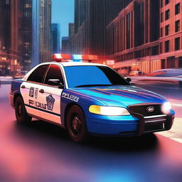 A high-quality digital art image showcasing a polished, modern police car