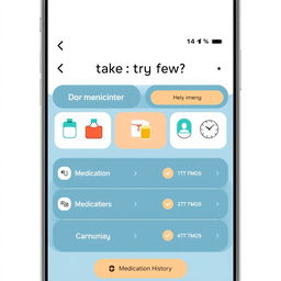 A mobile app home screen showcasing a user-friendly interface that displays a summary of medications the user needs to take that day