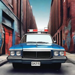 A high-definition digital art image presenting a vintage-style police car