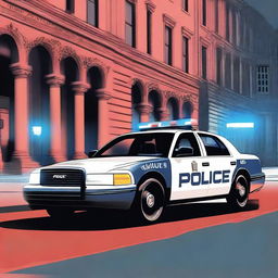 A high-quality digital art image featuring a modern police car