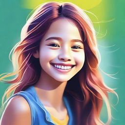 A high-quality digital art image depicting a smiling girl