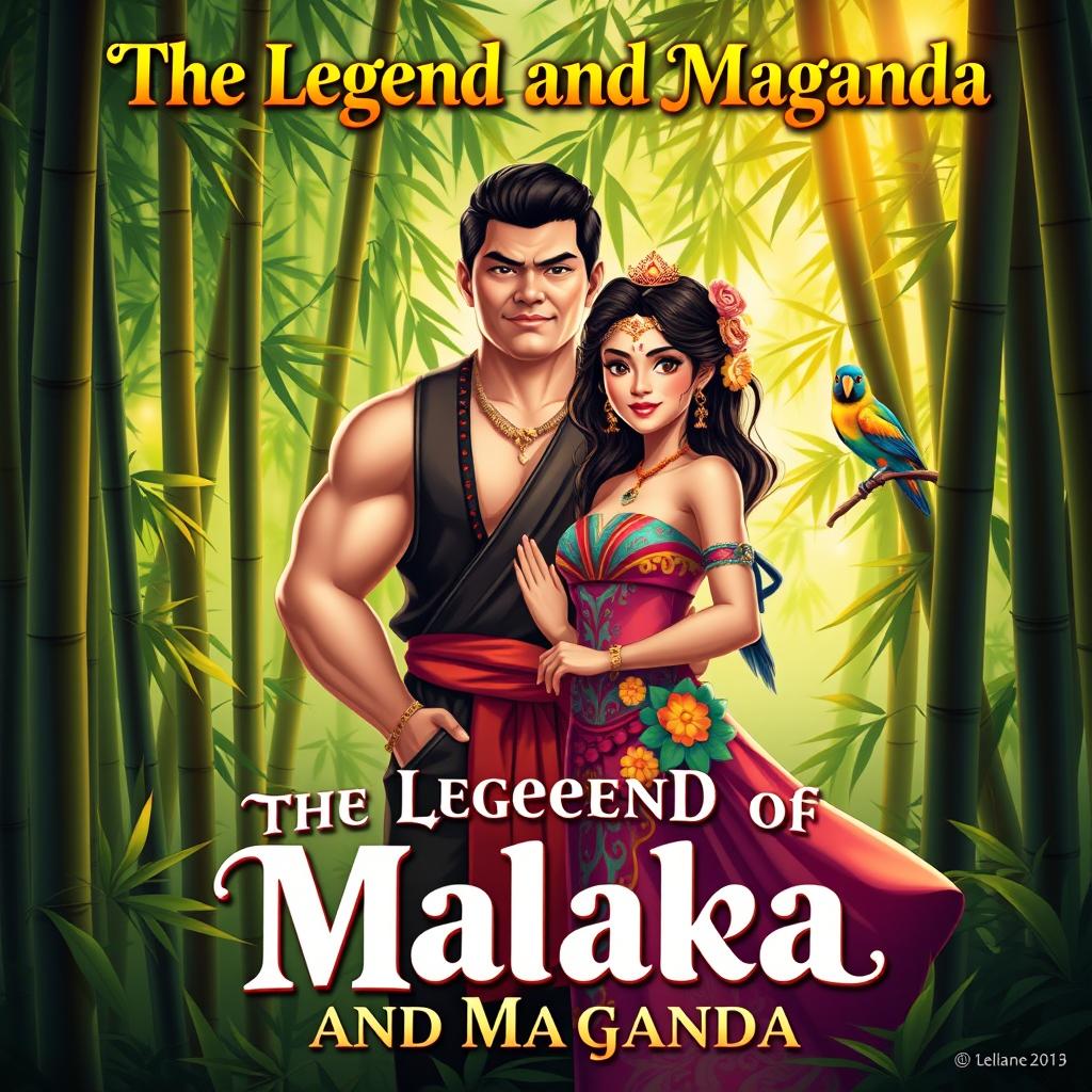 A vibrant poster depicting "The Legend of Malakas and Maganda", featuring a Filipino man named Malakas and a beautiful woman named Maganda