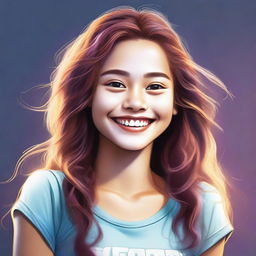 A high-quality digital art image depicting a smiling girl