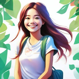 A high-quality digital art image depicting a smiling girl