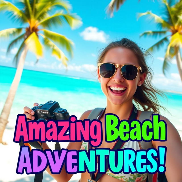 A vibrant and eye-catching YouTube thumbnail designed for a travel vlog