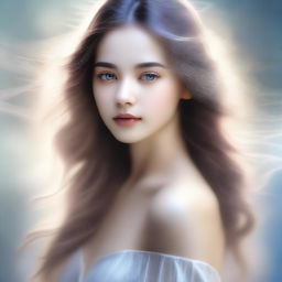 An image of a beautiful girl with radiant skin and sparkling eyes