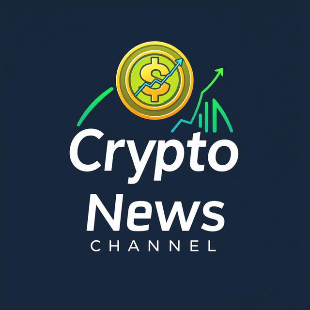 A modern and sleek logo design for a cryptocurrency news channel, incorporating elements like a digital coin, a graph symbolizing market trends, and a stylized letter 'C' for crypto