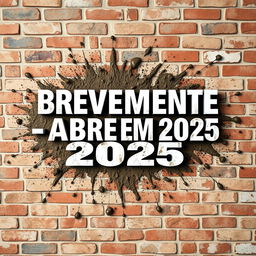 A 3D design showcasing the phrase 'BREVEMENTE - ABRE EM 2025' prominently displayed in bold, modern typography