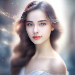 An image of a beautiful girl with radiant skin and sparkling eyes