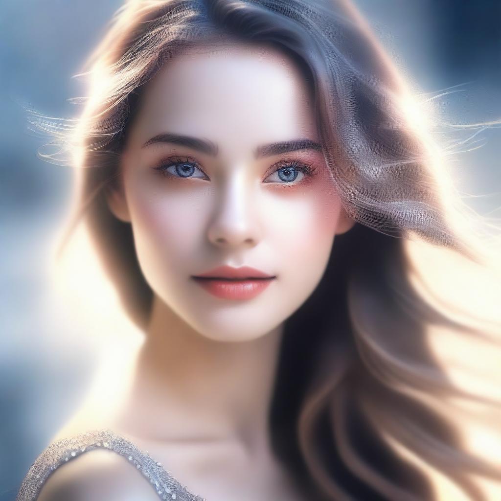 An image of a beautiful girl with radiant skin and sparkling eyes