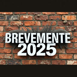 A 3D design featuring the phrase 'BREVEMENTE - 2025' prominently displayed in bold, modern typography