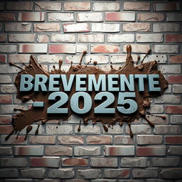 A 3D design featuring the phrase 'BREVEMENTE - 2025' prominently displayed in bold, modern typography