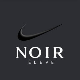 Logo design for the fashion brand "NOIR Élevé" featuring a sleek and modern swoosh element that blends streetwear and elegance