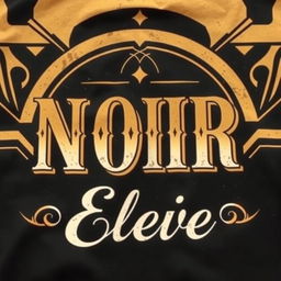 A vintage t-shirt design featuring the words "NOIR Élevé" in elegant, artistic typography