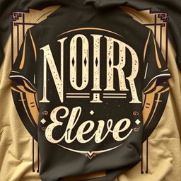 A vintage t-shirt design featuring the words "NOIR Élevé" in elegant, artistic typography