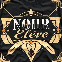 A vintage t-shirt design featuring the words "NOIR Élevé" in elegant, artistic typography