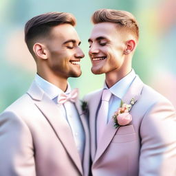 A beautiful digital art image showcasing a gay couple on their wedding day