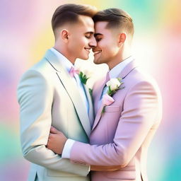 A beautiful digital art image showcasing a gay couple on their wedding day